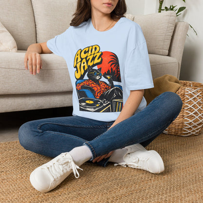 Acid Jazz T-Shirt - Retro Cat DJ Graphic Tee