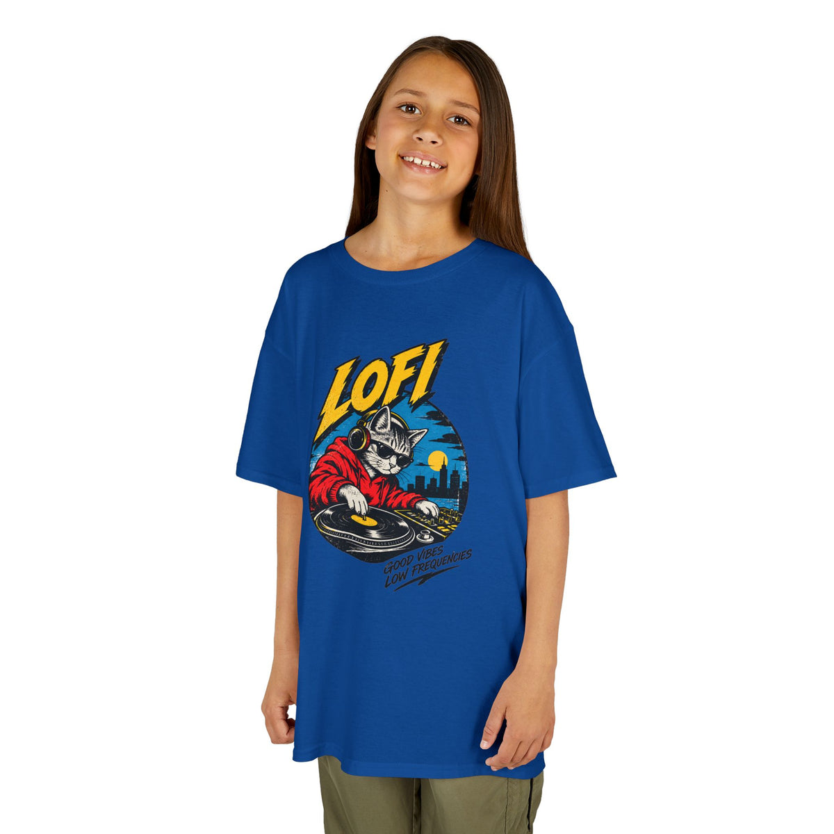 Kids T-Shirt — 'LOFI' DJ Skull Graphic Tee | Retro Night City Vibes
