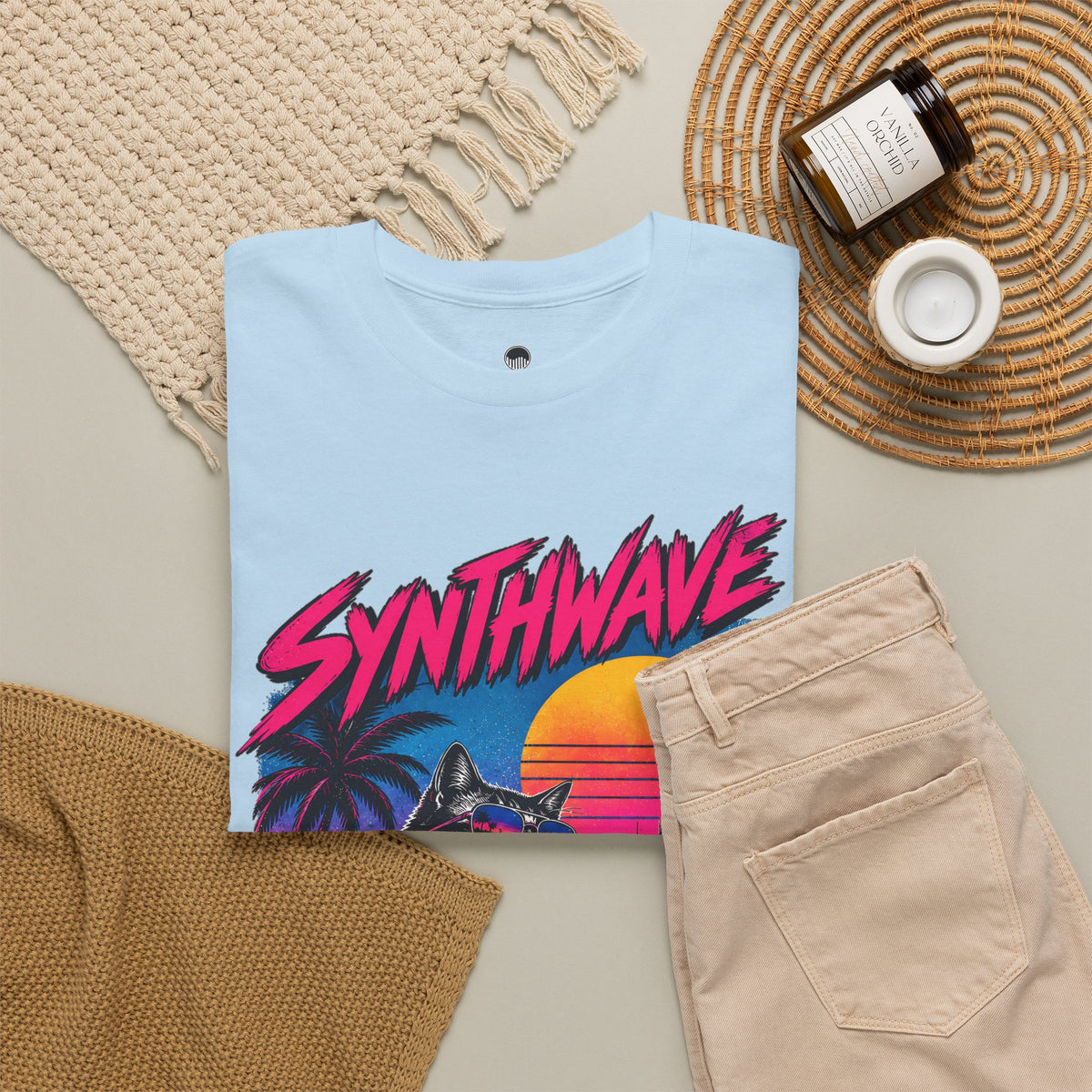 Synthwave Cat Tee — Retro 80s Sunset Driver Graphic T-Shirt