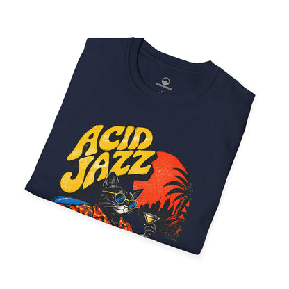 Acid Jazz T-Shirt - Retro Cat DJ Graphic Tee
