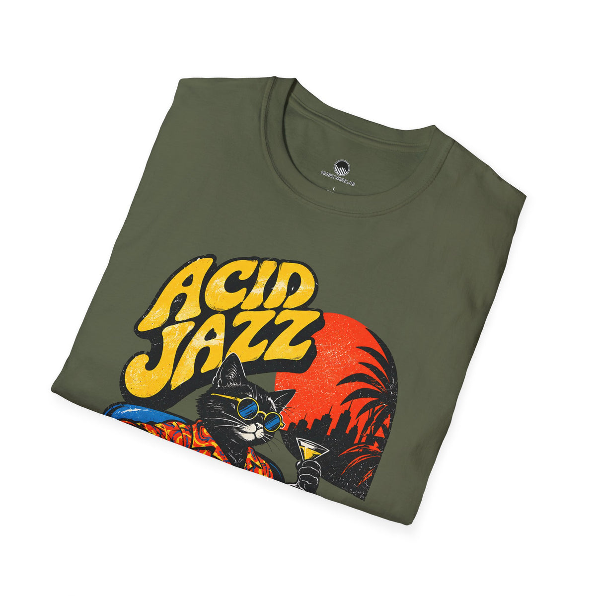 Acid Jazz T-Shirt - Retro Cat DJ Graphic Tee
