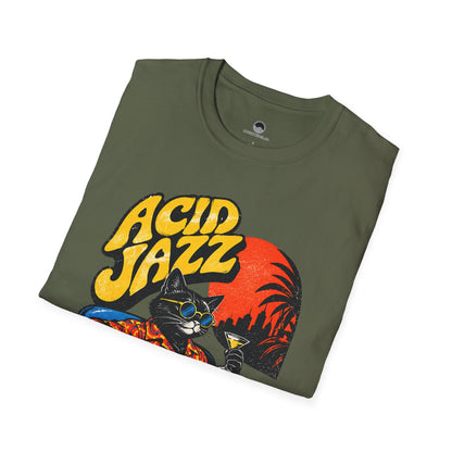 Acid Jazz T-Shirt - Retro Cat DJ Graphic Tee
