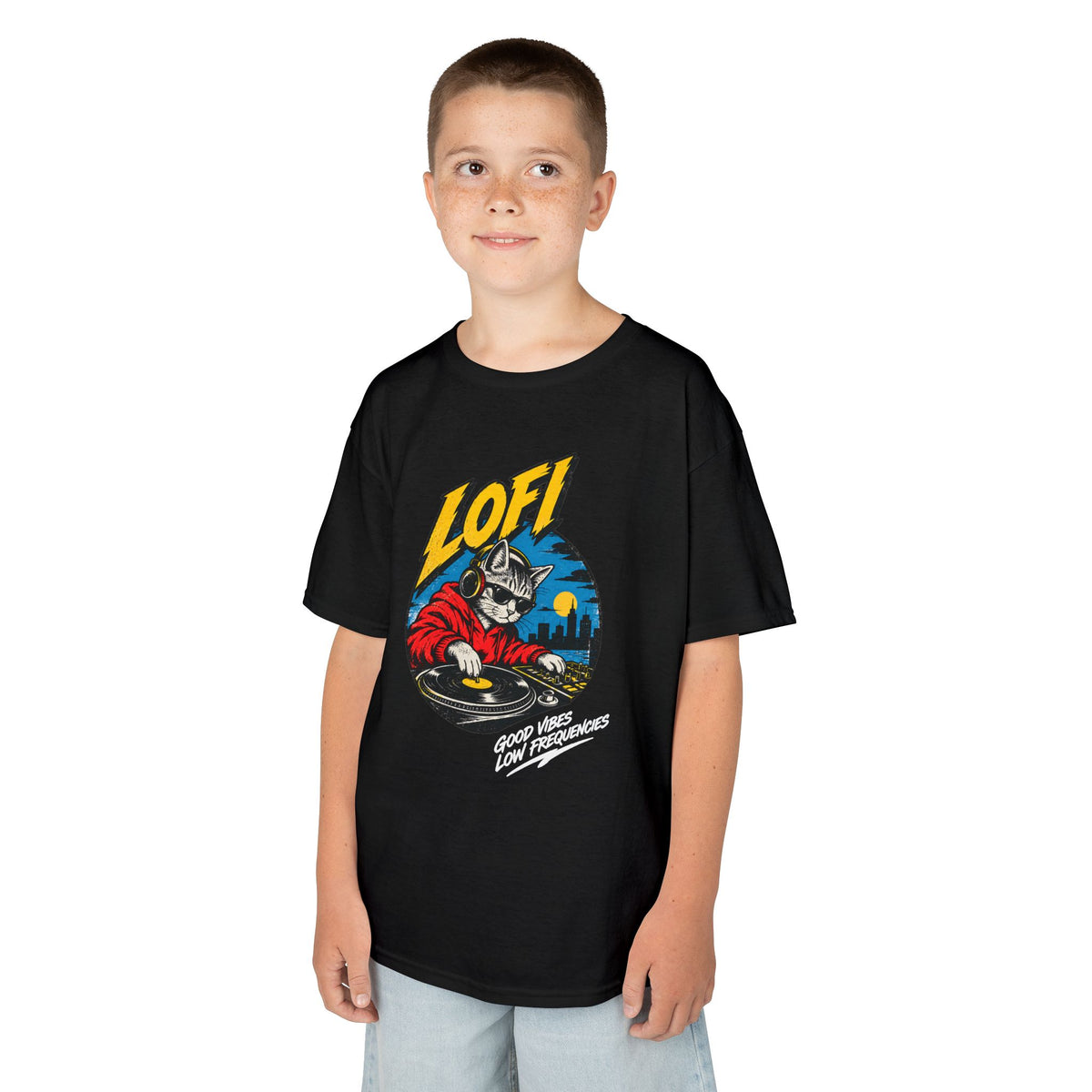 Kids T-Shirt — 'LOFI' DJ Skull Graphic Tee | Retro Night City Vibes