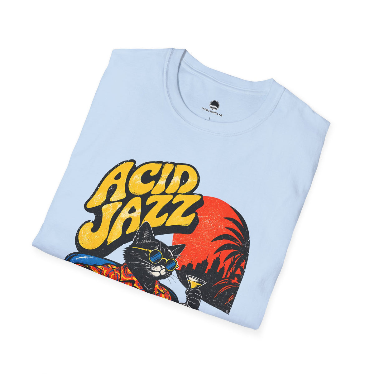 Acid Jazz T-Shirt - Retro Cat DJ Graphic Tee