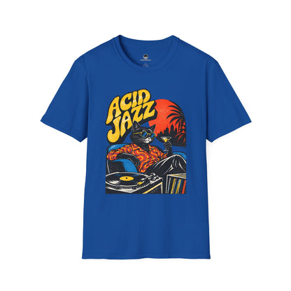 Acid Jazz T-Shirt - Retro Cat DJ Graphic Tee