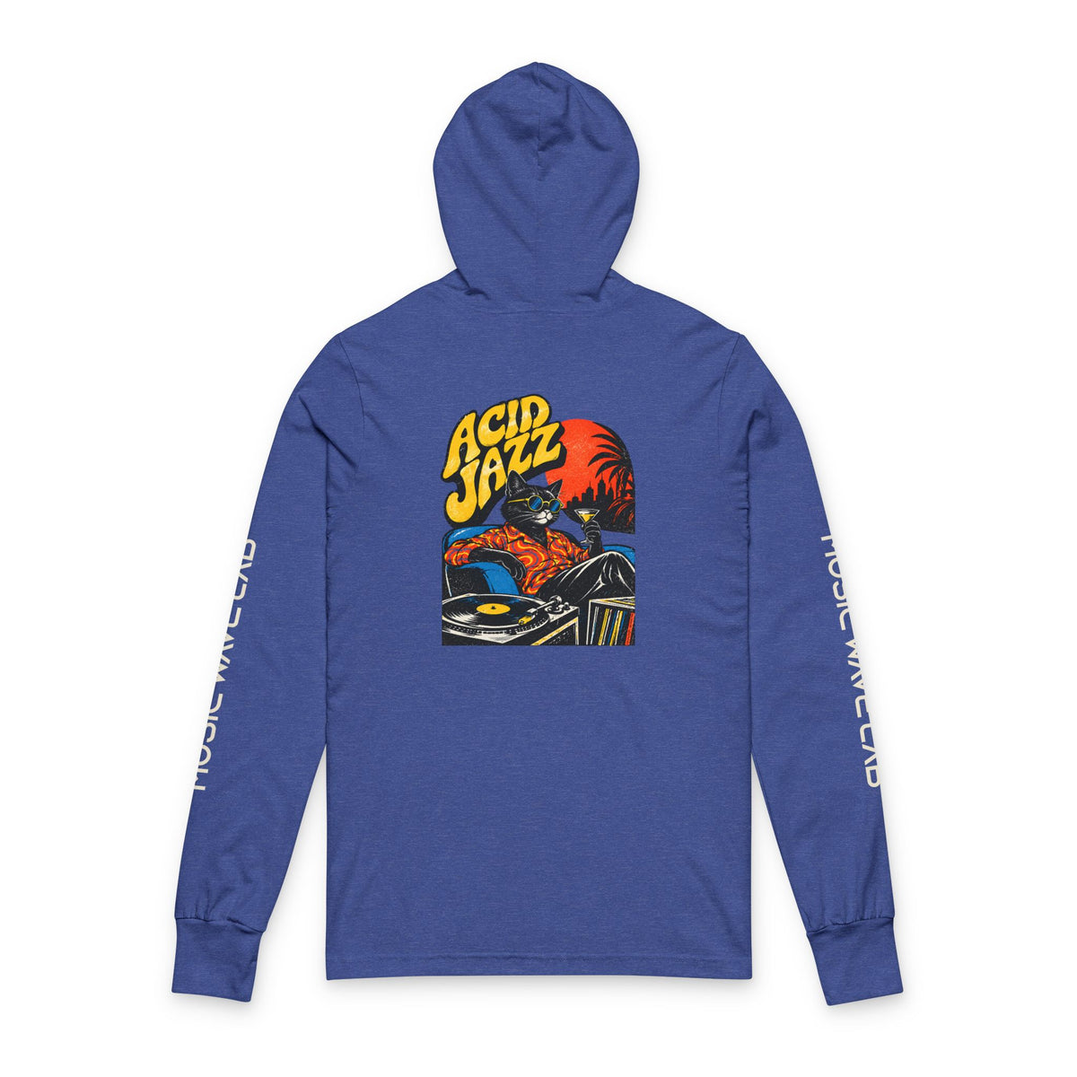 Acid Jazz Hooded Long Sleeve Tee — Retro Record Player Graphic