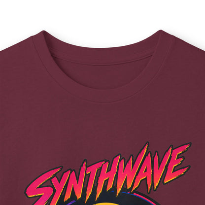 Synthwave Sunset Long Sleeve Tee — Retro Vaporwave Miami Night Graphic