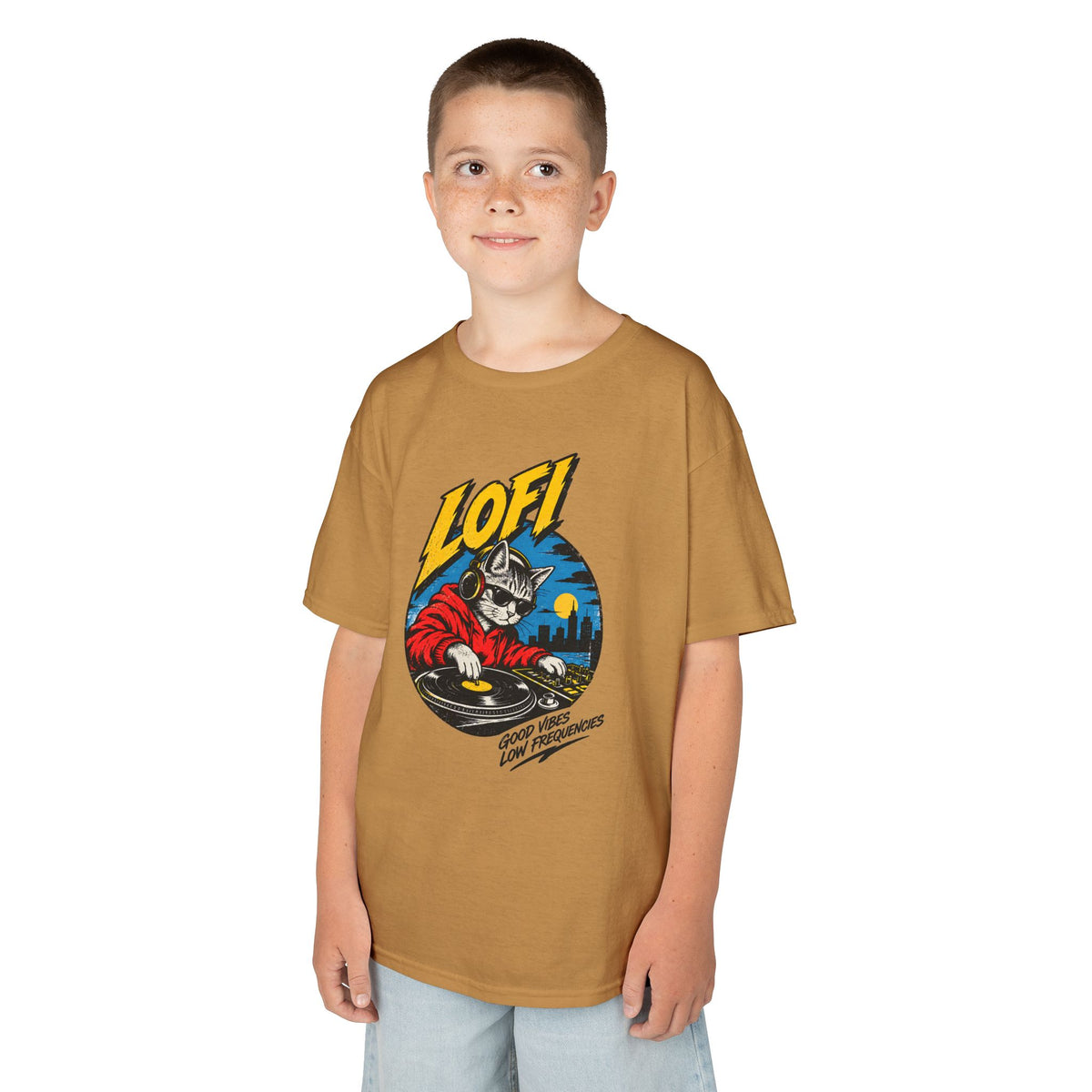 Kids T-Shirt — 'LOFI' DJ Skull Graphic Tee | Retro Night City Vibes