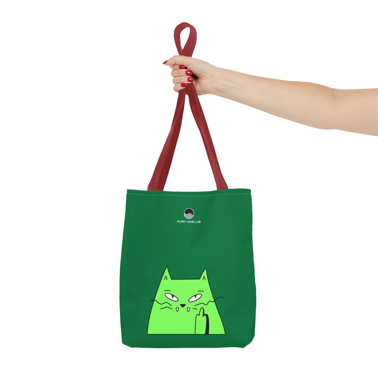 Playful Cat Tote Bag - Green Cat Design, Eco-Friendly, Shopping, Gift, Everyday Use, Pet Lover, Fun Accessories