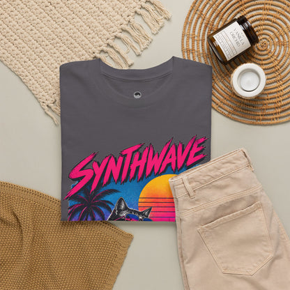 Synthwave Cat Tee — Retro 80s Sunset Driver Graphic T-Shirt