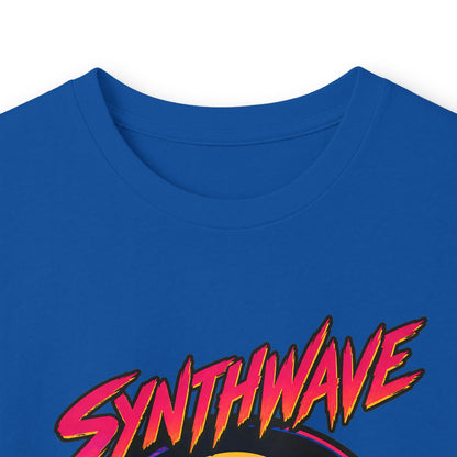 Synthwave Sunset Long Sleeve Tee — Retro Vaporwave Miami Night Graphic
