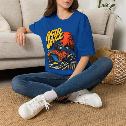 Acid Jazz T-Shirt - Retro Cat DJ Graphic Tee