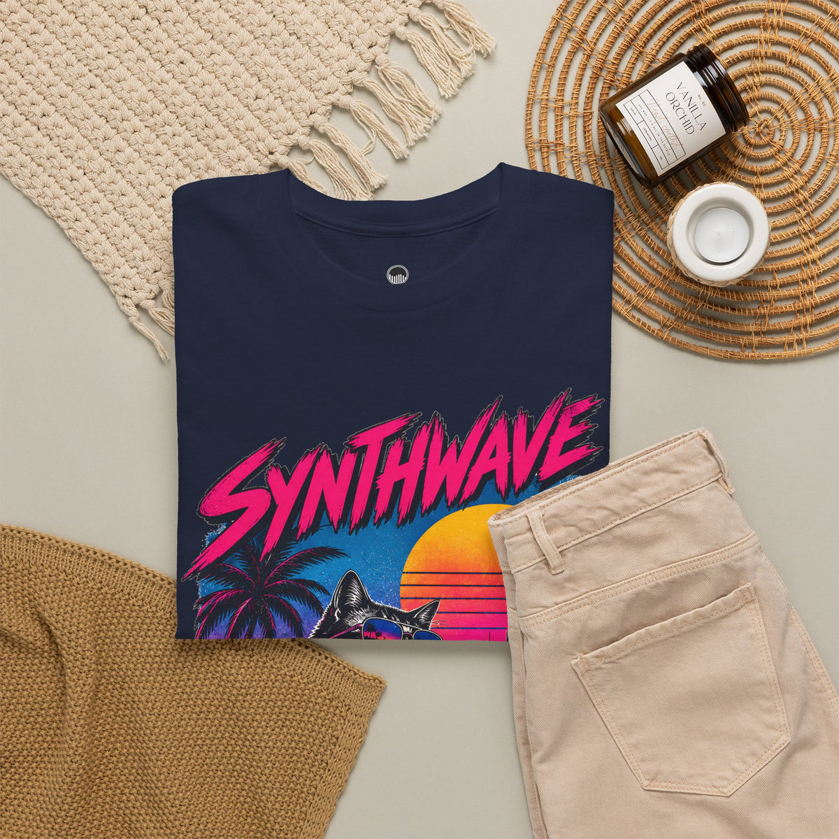 Synthwave Cat Tee — Retro 80s Sunset Driver Graphic T-Shirt
