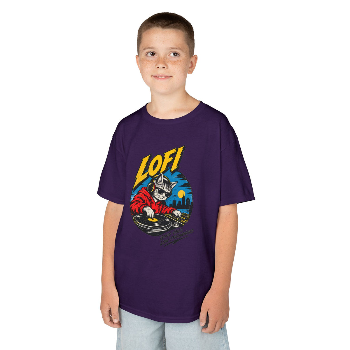 Kids T-Shirt — 'LOFI' DJ Skull Graphic Tee | Retro Night City Vibes