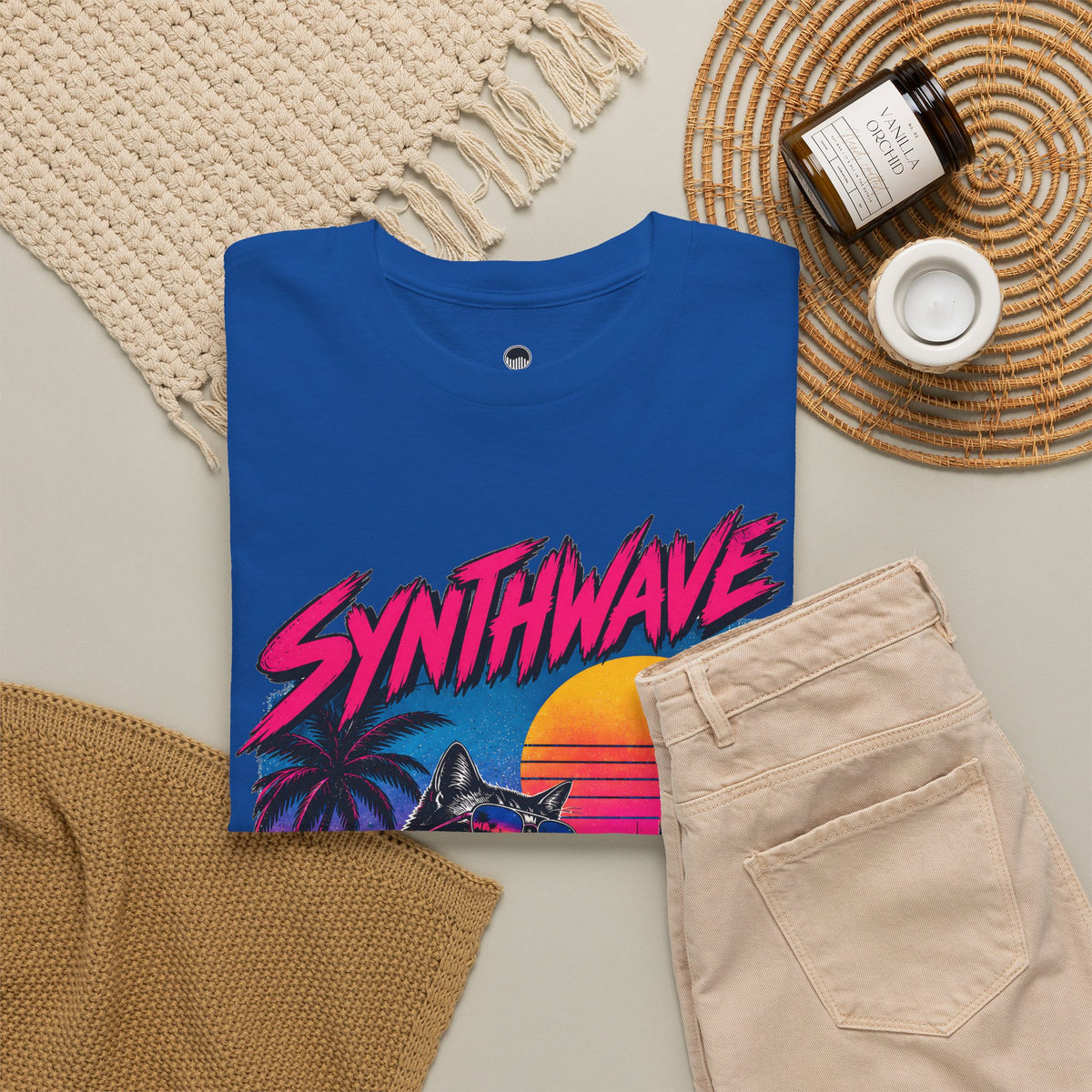 Synthwave Cat Tee — Retro 80s Sunset Driver Graphic T-Shirt