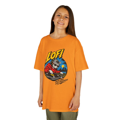 Kids T-Shirt — 'LOFI' DJ Skull Graphic Tee | Retro Night City Vibes