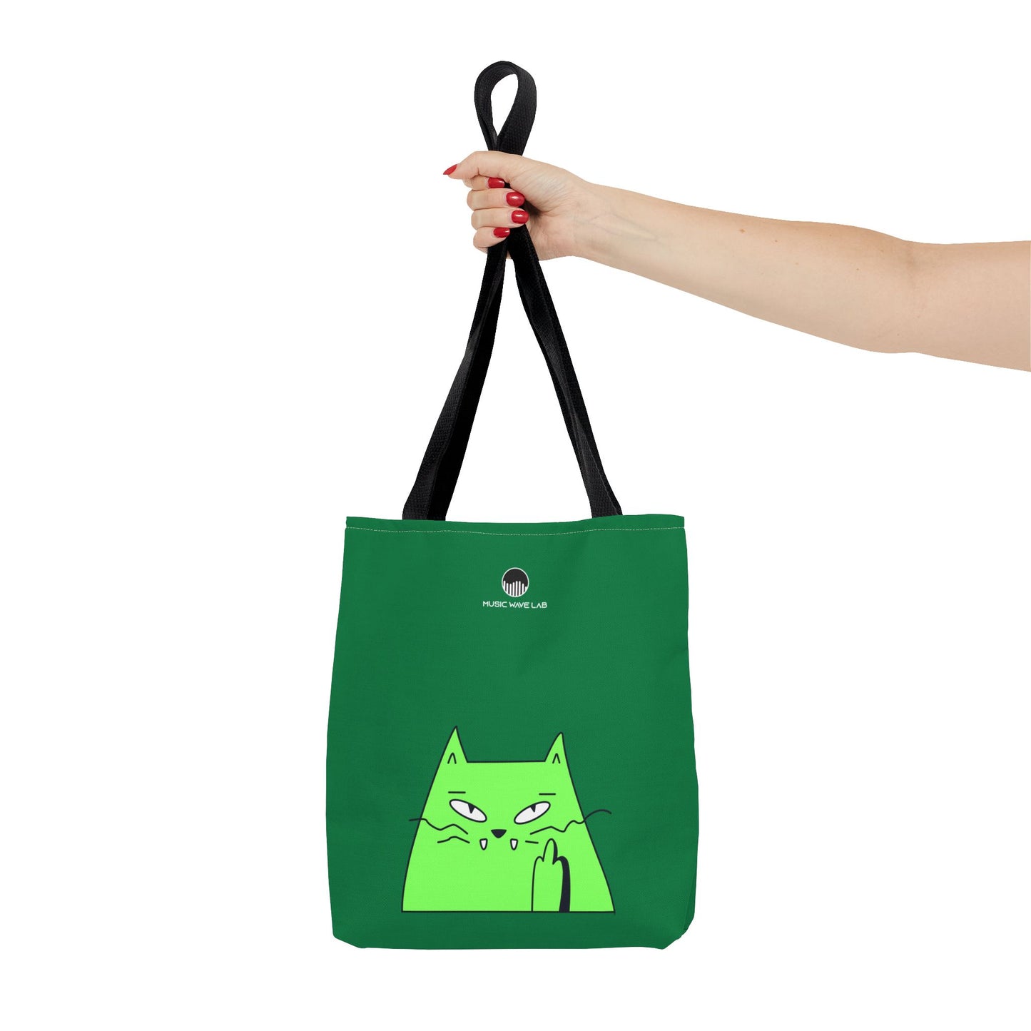 Playful Cat Tote Bag - Green Cat Design, Eco-Friendly, Shopping, Gift, Everyday Use, Pet Lover, Fun Accessories