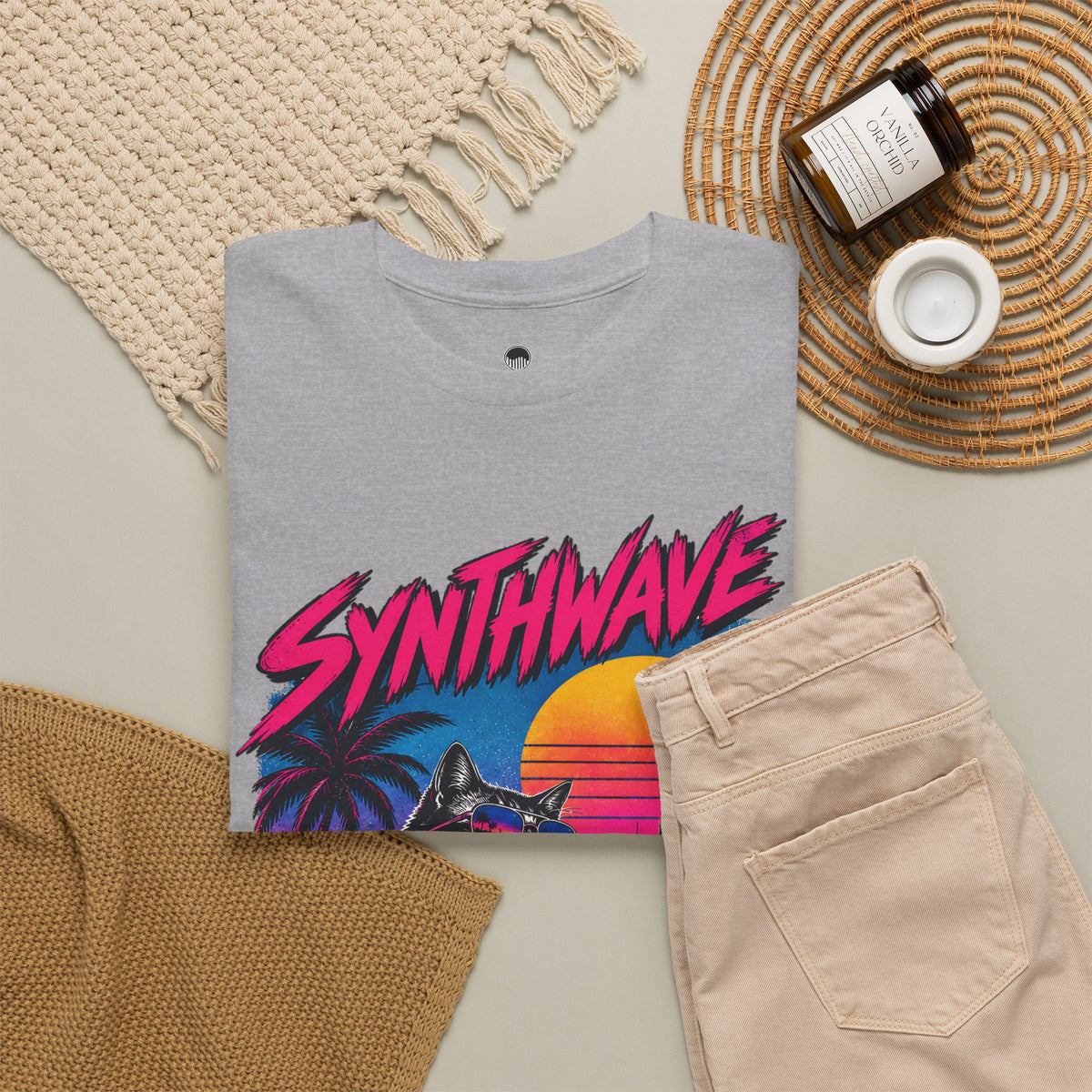 Synthwave Cat Tee — Retro 80s Sunset Driver Graphic T-Shirt