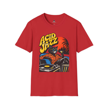 Acid Jazz T-Shirt - Retro Cat DJ Graphic Tee