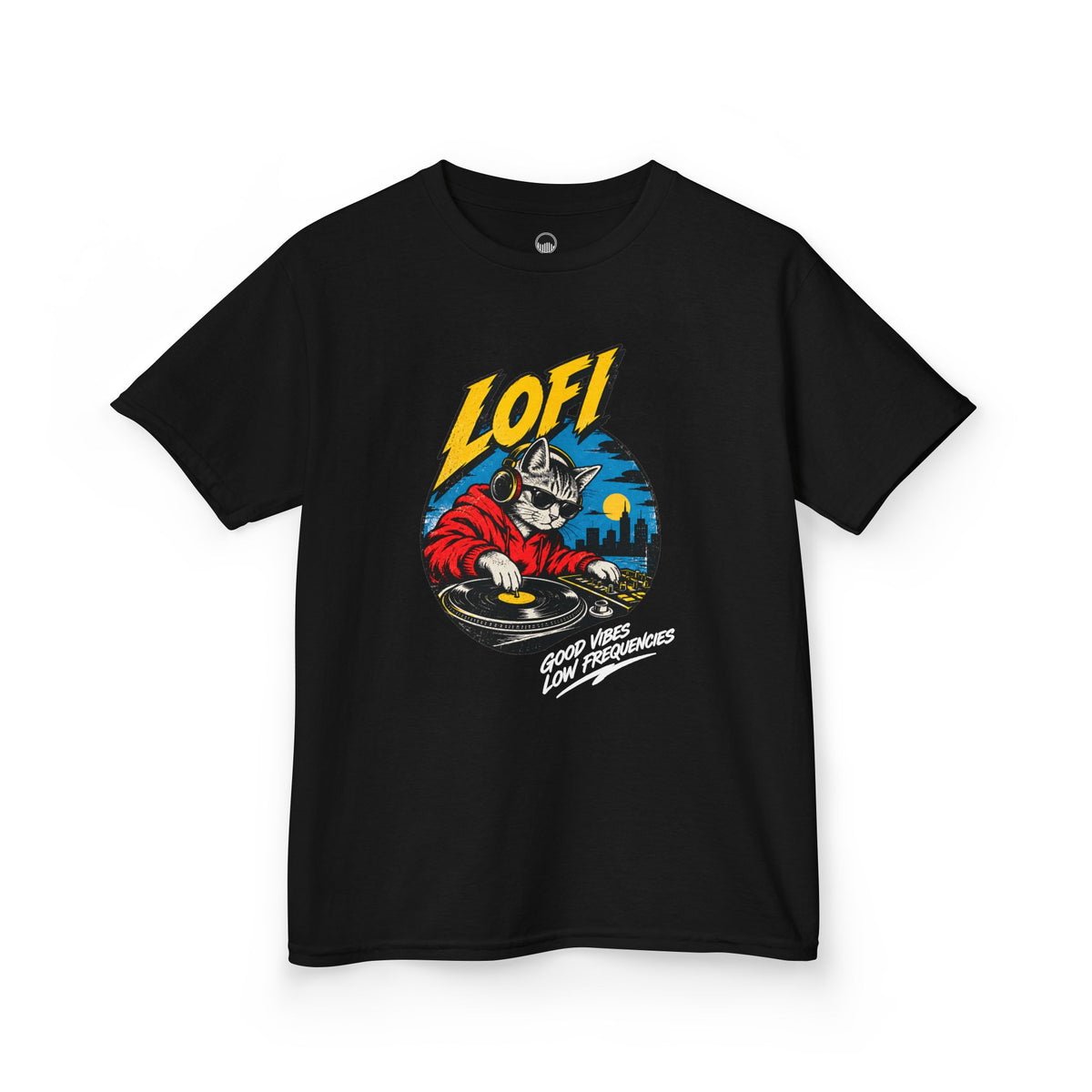 Kids T-Shirt — 'LOFI' DJ Skull Graphic Tee | Retro Night City Vibes