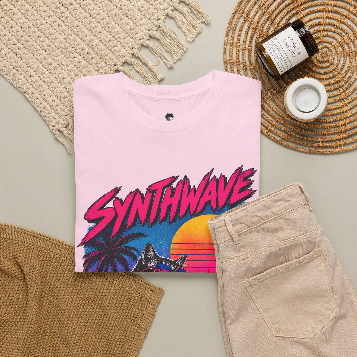 Synthwave Cat Tee — Retro 80s Sunset Driver Graphic T-Shirt