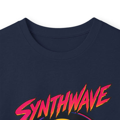 Synthwave Sunset Long Sleeve Tee — Retro Vaporwave Miami Night Graphic