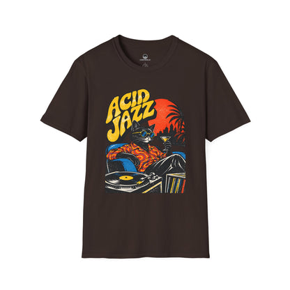 Acid Jazz T-Shirt - Retro Cat DJ Graphic Tee